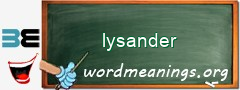 WordMeaning blackboard for lysander